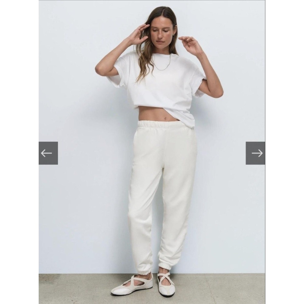 MATE Sweatpants Womens Large White Organic Fleece Relaxed Pocket Jogger Lounge
